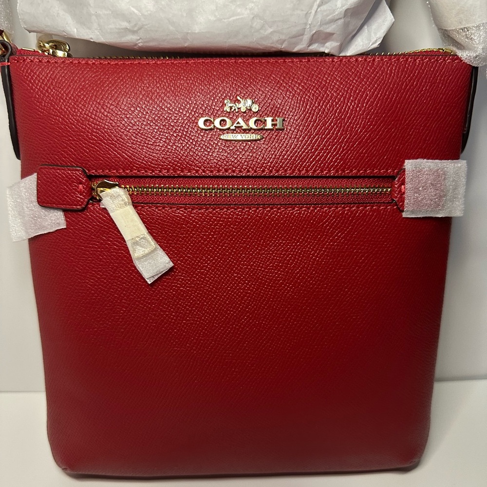 Coach NWT 1941 Red Crossgrain Leather Mini Rowan File Crossbody - Picture 4 of 15